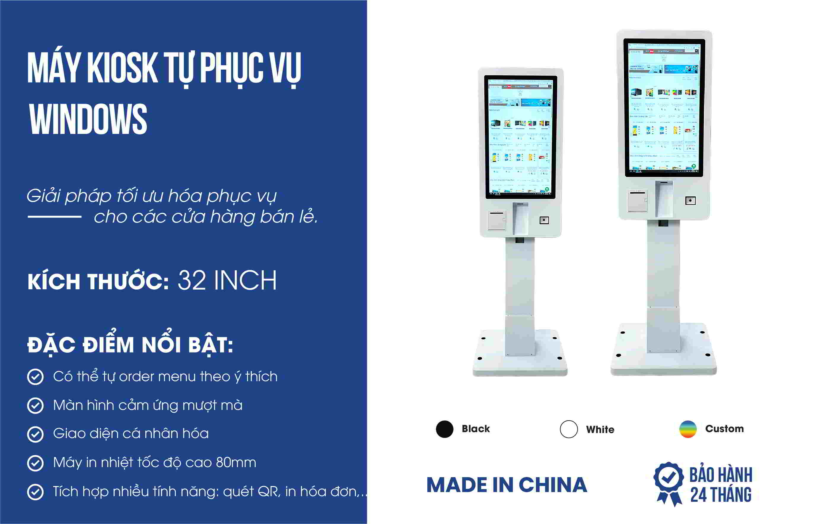 Máy Kiosk tự phục vụ Windows | Self Ordering Kiosk 32 inch