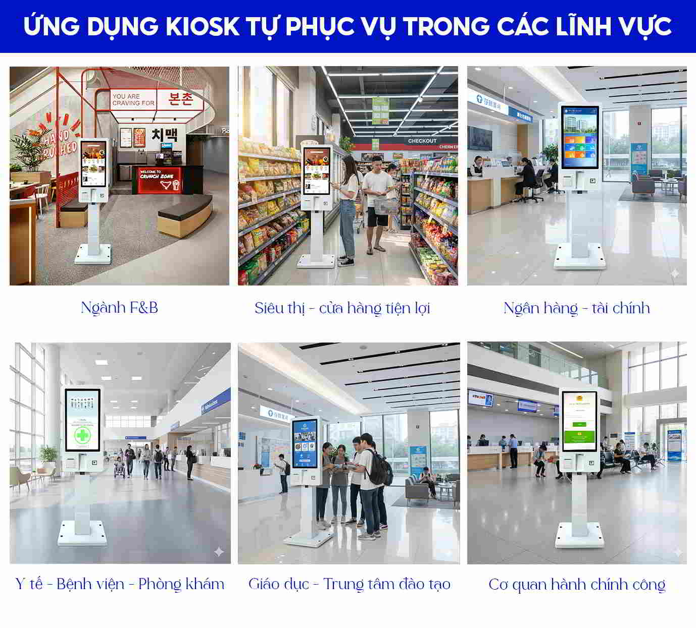 Ứng dụng Kiosk tự phục vụ trong các lĩnh vực