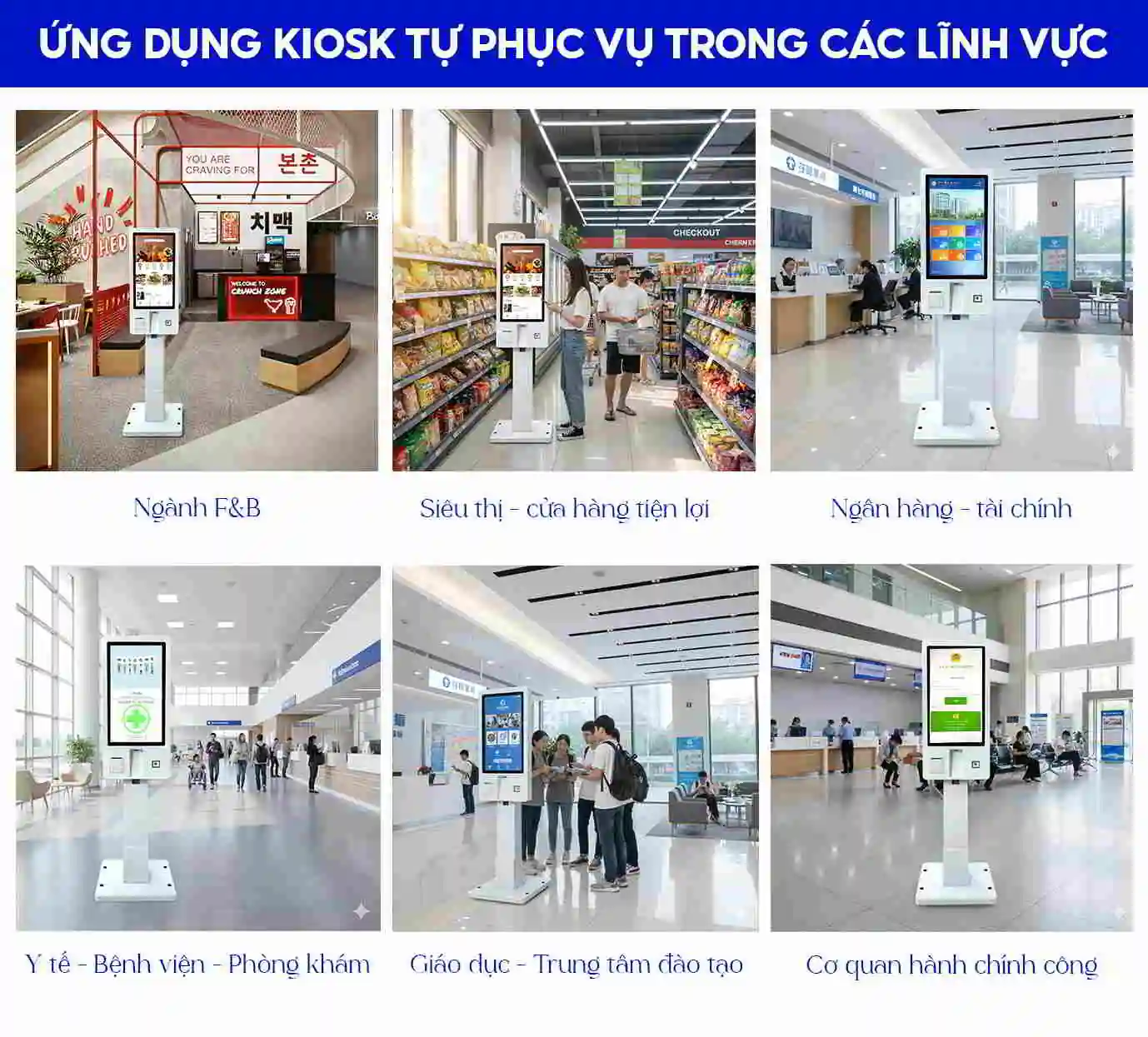 Ứng dụng Kiosk tự phục vụ trong các lĩnh vực