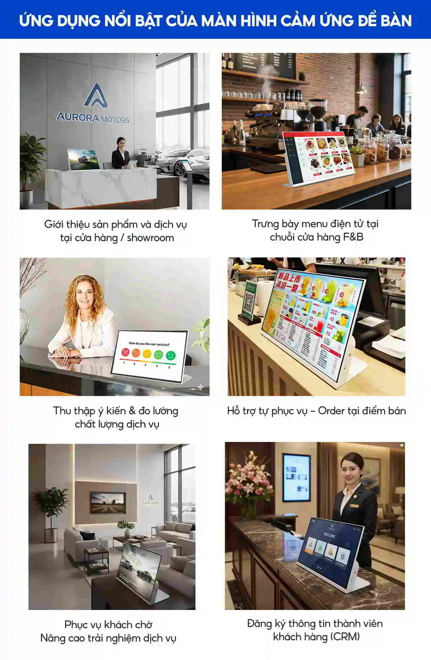 Ứng dụng nổi bật của màn hình cảm ứng để bàn | SmartRetail Ứng dụng nổi bật của màn hình cảm ứng để bàn