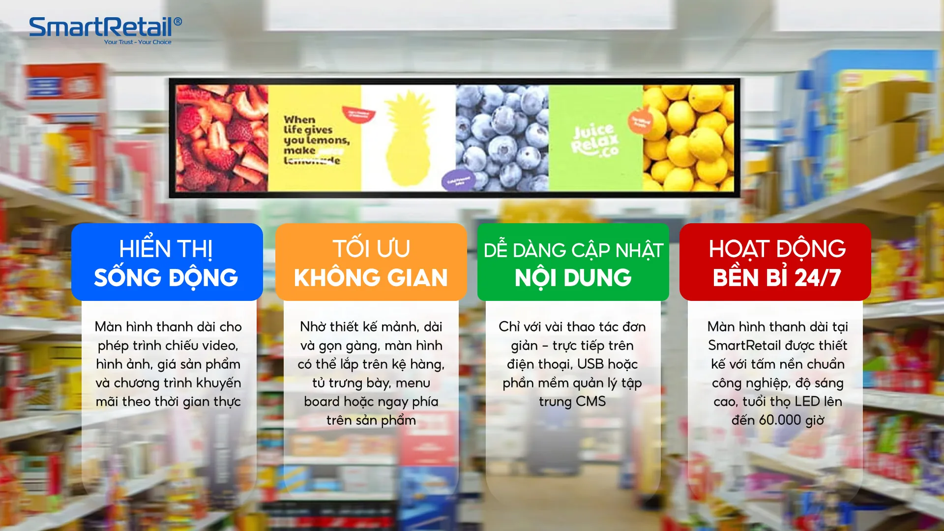 Lợi ích nối bật của màn hình quảng cáo thanh dài