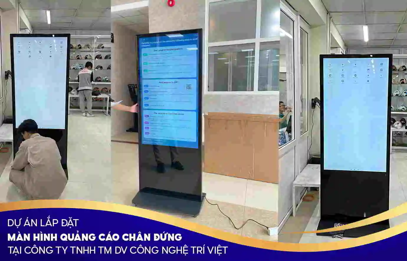 Lắp đặt màn hình quảng cáo chân đứng tại Công ty Tri Việt | SmartRetail 