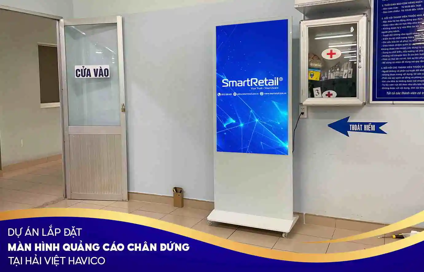 Lắp đặt màn hình quảng cáo chân đứng màu trắng tại Havico 