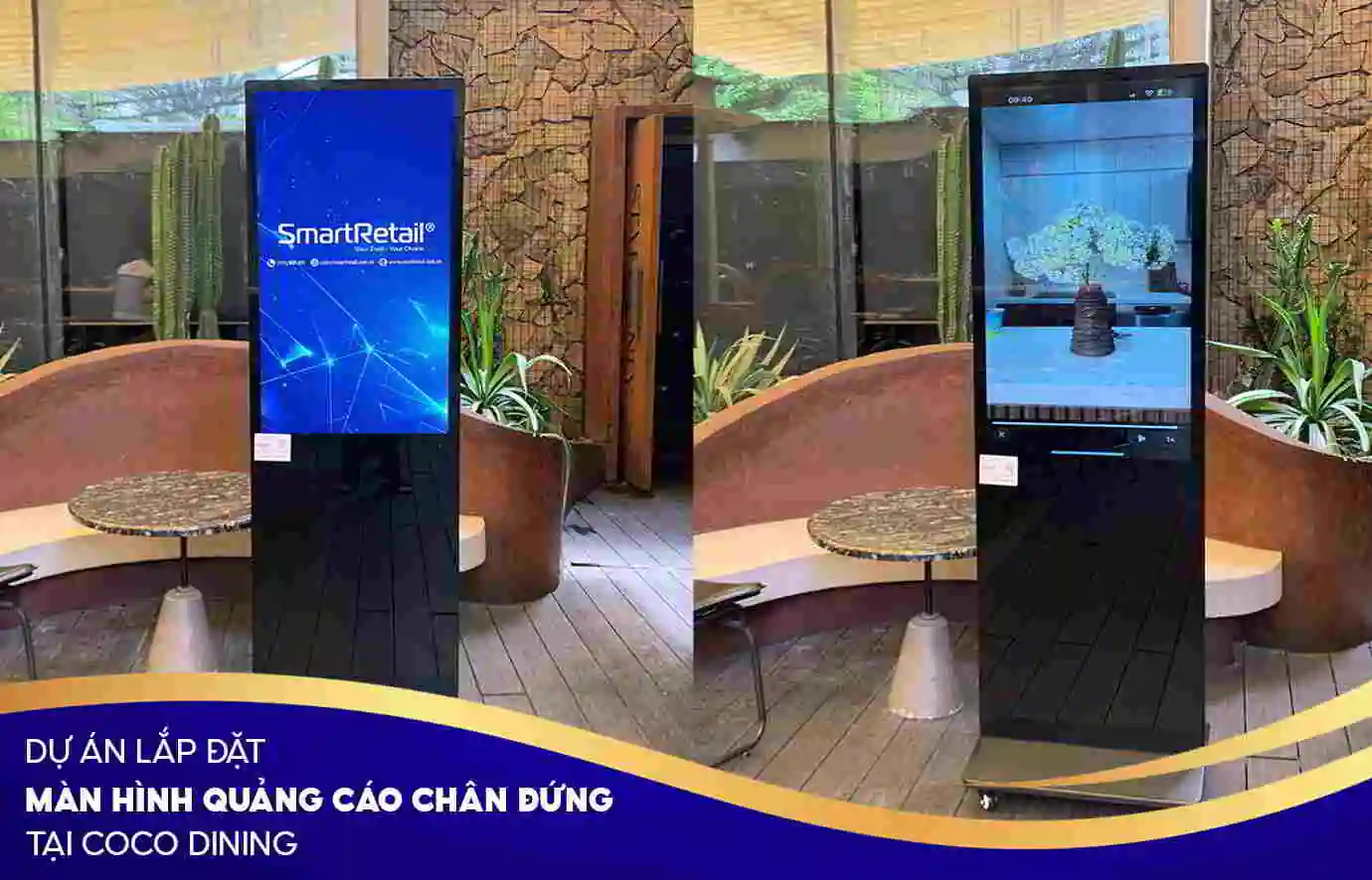 Lắp đặt màn hình quảng cáo chân đứng tại Coco Dinning | SmartRetail Lắp đặt màn hình quảng cáo chân đứng tại Coco Dinning