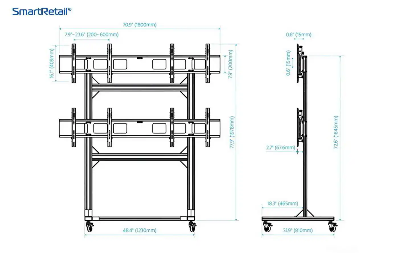 Khung treo màn hình ghép di động | SmartRetail Khung treo màn hình ghép di động