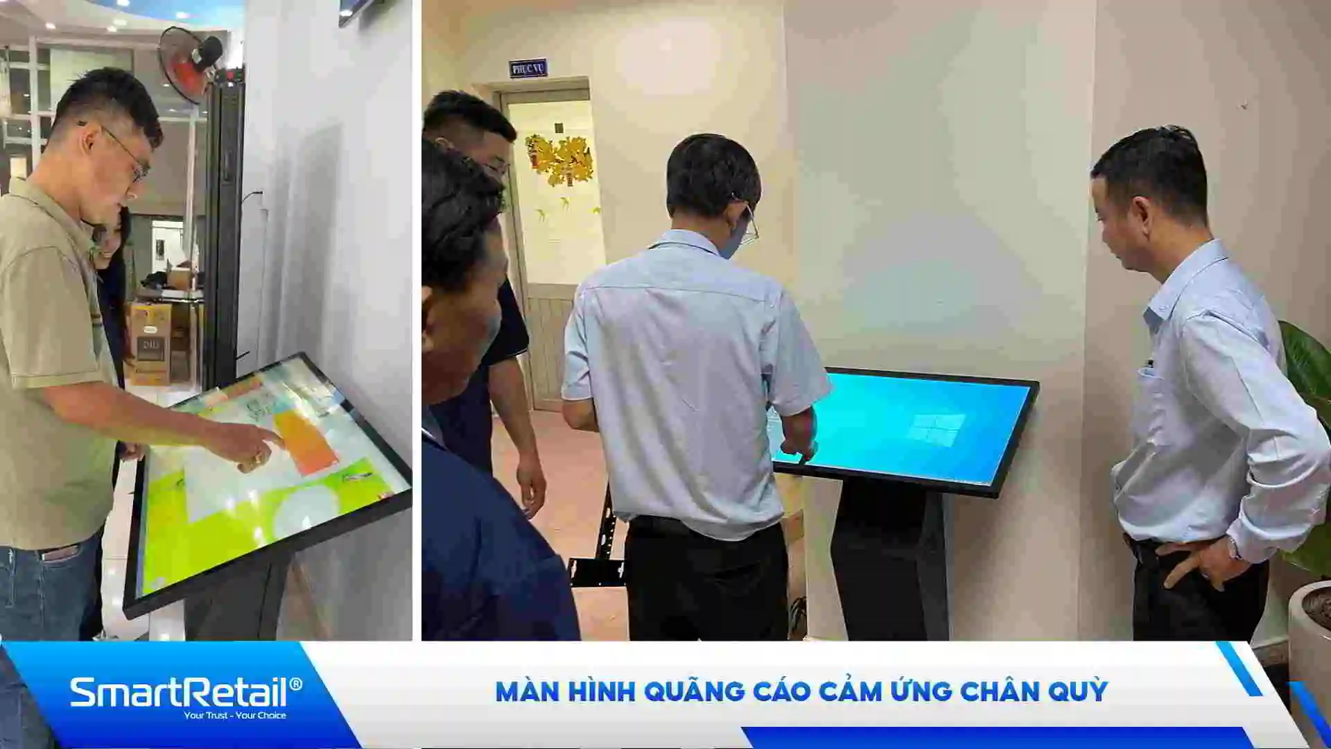 màn hình quãng cáo cảm ứng chân quỳ màn hình quãng cáo cảm ứng chân quỳ