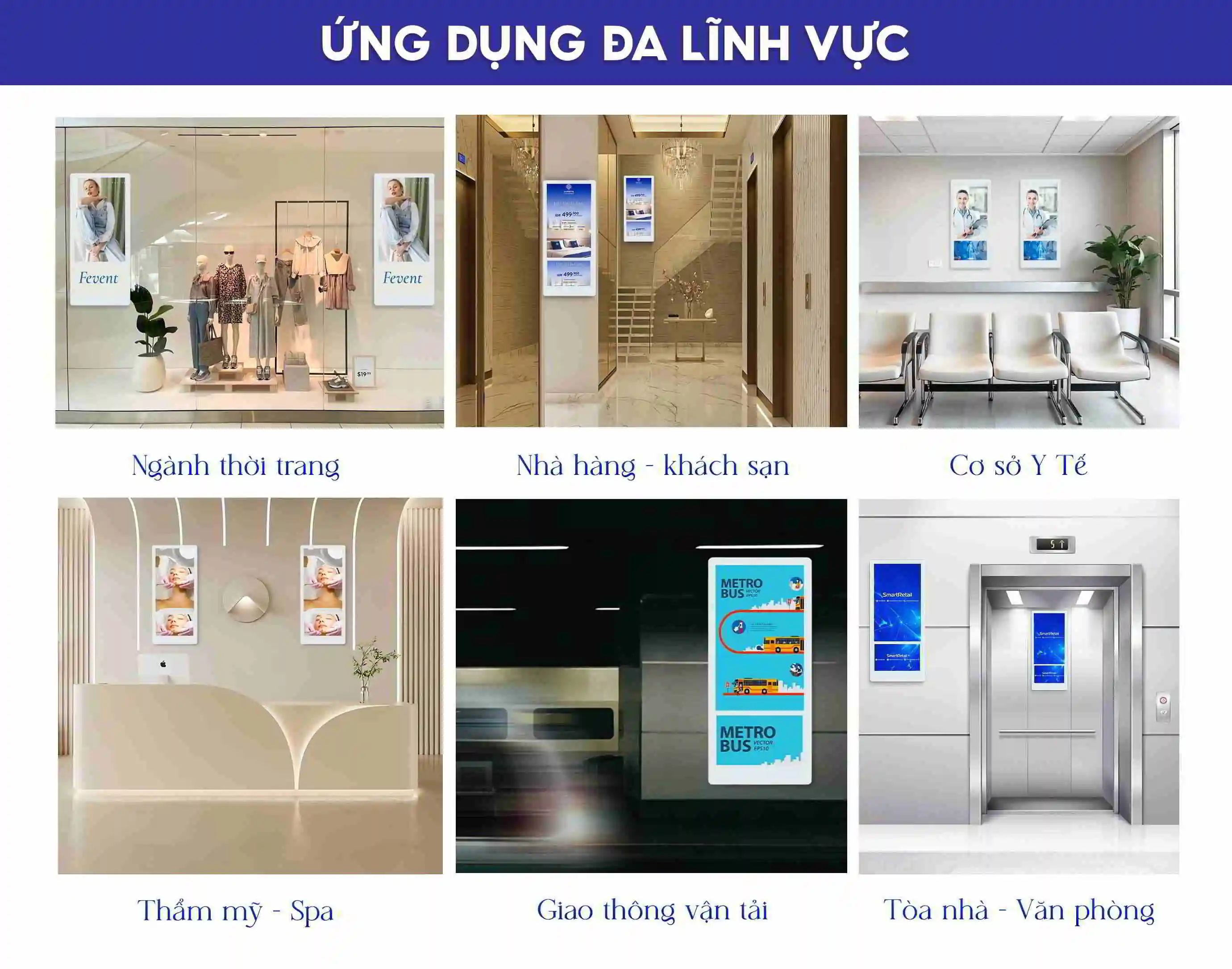 Ứng dụng thực tế mẫu màn hình quảng cáo thang máy | SmartRetail Ứng dụng thực tế mẫu màn hình quảng cáo thang máy