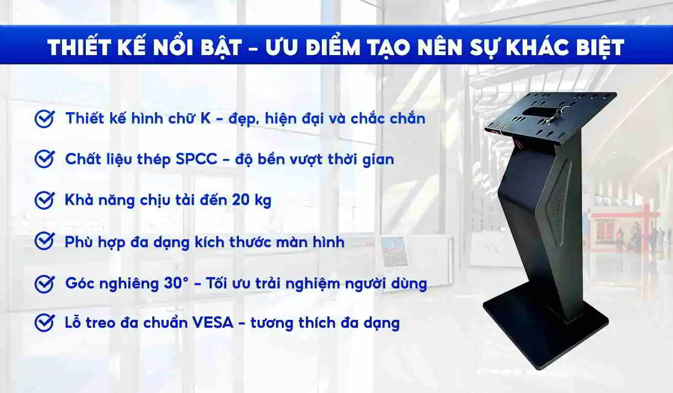 Thiết kế nổi bật giá đỡ màn hình cảm ứng chân quỳ – Ưu điểm tạo nên sự khác biệt | SmartRetail Thiết kế nổi bật giá đỡ màn hình cảm ứng chân quỳ – Ưu điểm tạo nên sự khác biệt