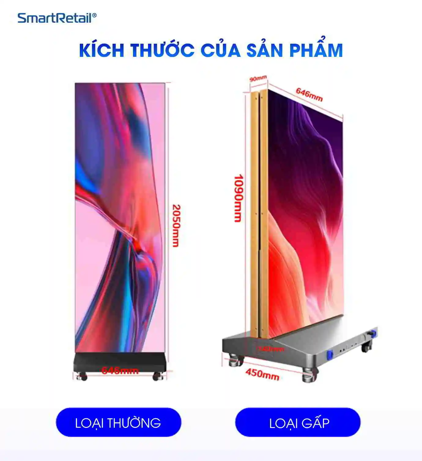 Kích thước màn hình | SmartRetail Kích thước