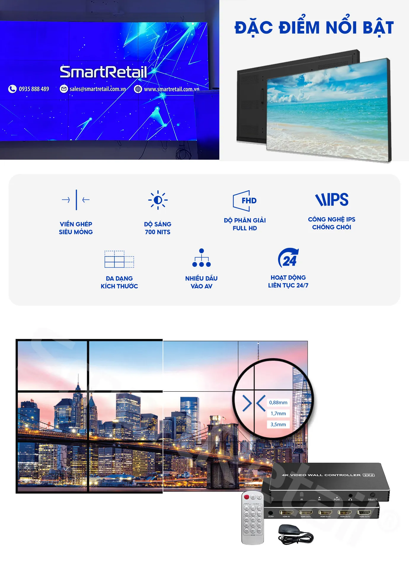 Ưu điểm nổi bật của màn hình ghép 55inch