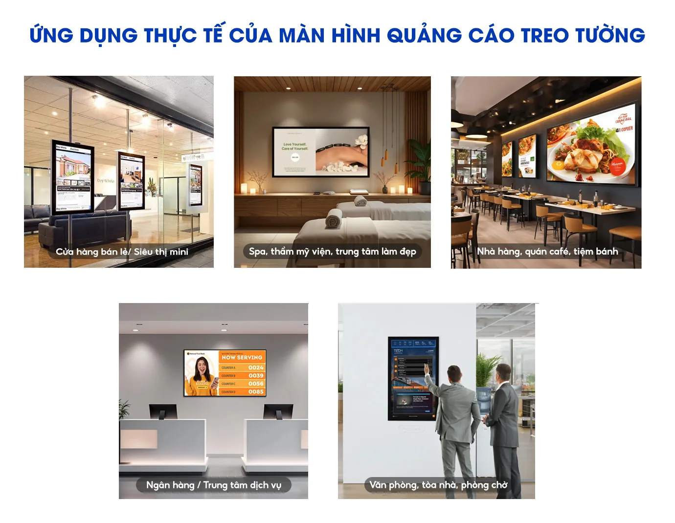 Ứng dụng thực tế của màn hình quảng cáo treo tường 55 inch | SmartRetail Ứng dụng thực tế của màn hình quảng cáo treo tường 55 inch