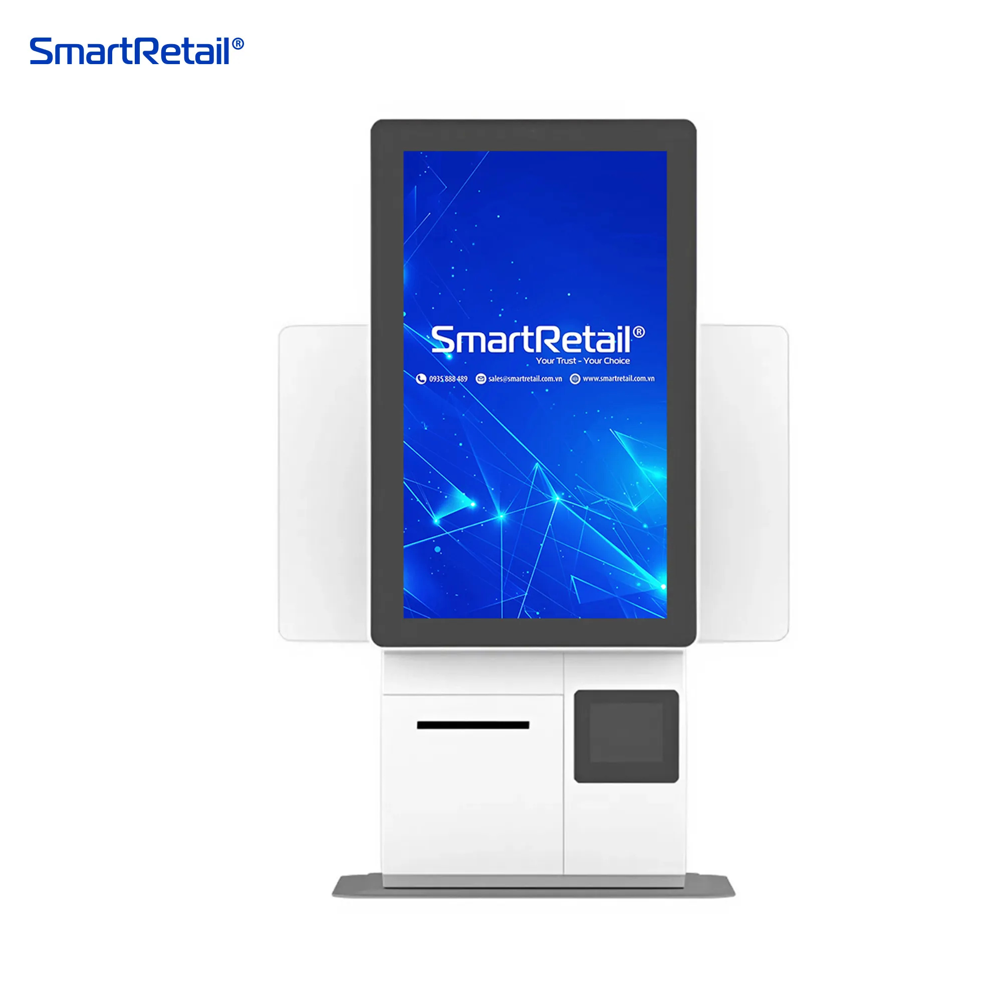 Kiosk ordering 2 màn hình | Máy tính tiền tự phục vụ hiện đại