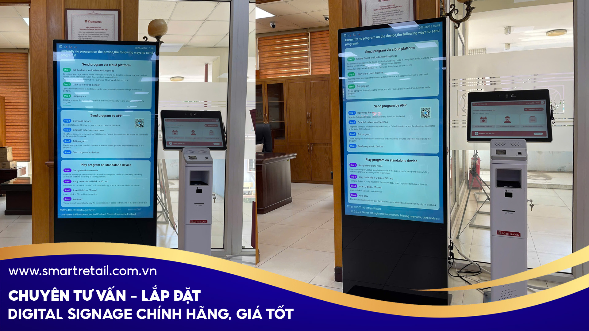 Dự án lắp đặt màn hình quảng cáo chân đứng 55 inch tại ngân hàng Agribank